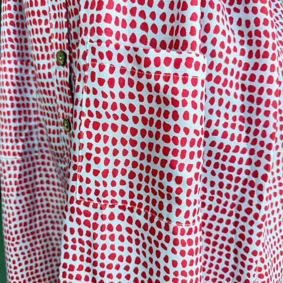 Koandaily Red Polka Dot Smock Mini Dress 3X Coastal Chic Oversized Boho Style - Picture 3 of 13